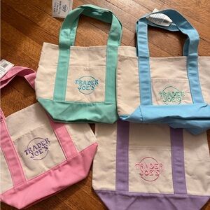 Trader Joe’s canvas Tote Bag - Pastel Pink, Mint, Blue, Lavender